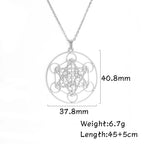 LIKGREAT Angel Seal Archangel Metatron Cube Necklace for Men Women Geometry Stainless Steel Pendants Amulet Spiritual