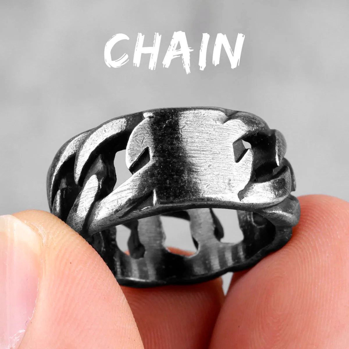 Simple Punk Retro Black Stainless Steel Mens Rings for Women Couple Lover Boy Girlfriend Biker Jewelry Creativity Gift