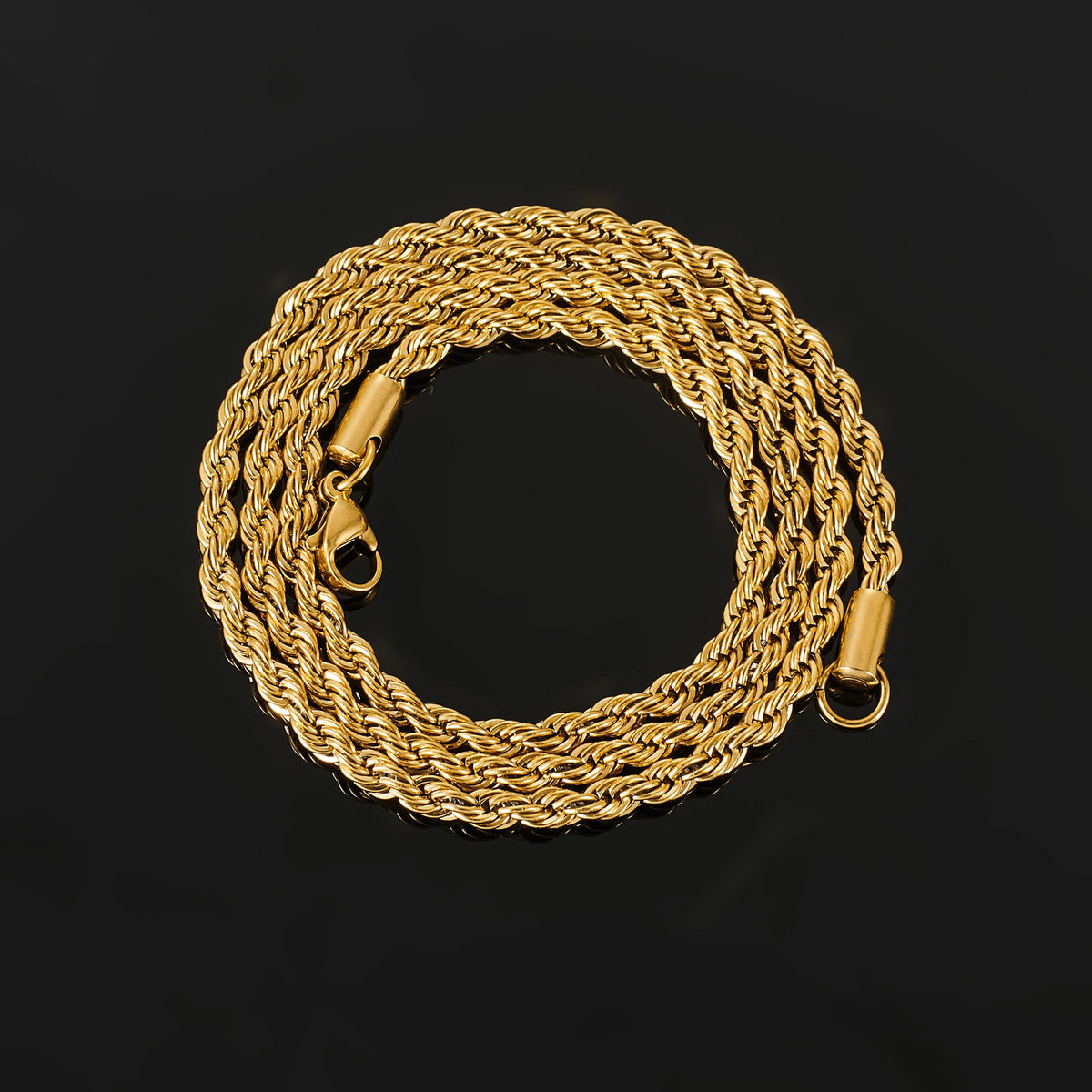 Gold Twisted Rope Chain Choker Necklace 6mm — Stainless Steel