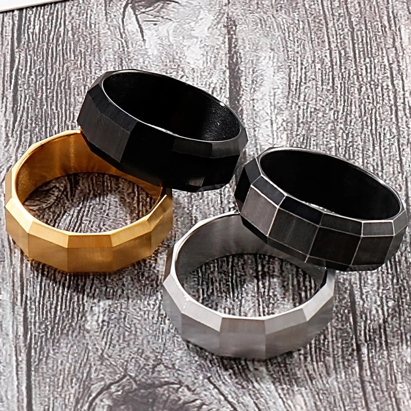 Vintage Stainless Steel Men's Finger-Rings Black Shell Ring For Men Boys Male Mens Jewellery 2022 Items