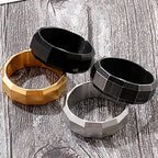 Vintage Stainless Steel Men's Finger-Rings Black Shell Ring For Men Boys Male Mens Jewellery 2022 Items