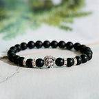 Classic Lion Head Beaded Bracelet — Black Matte & Color Beads