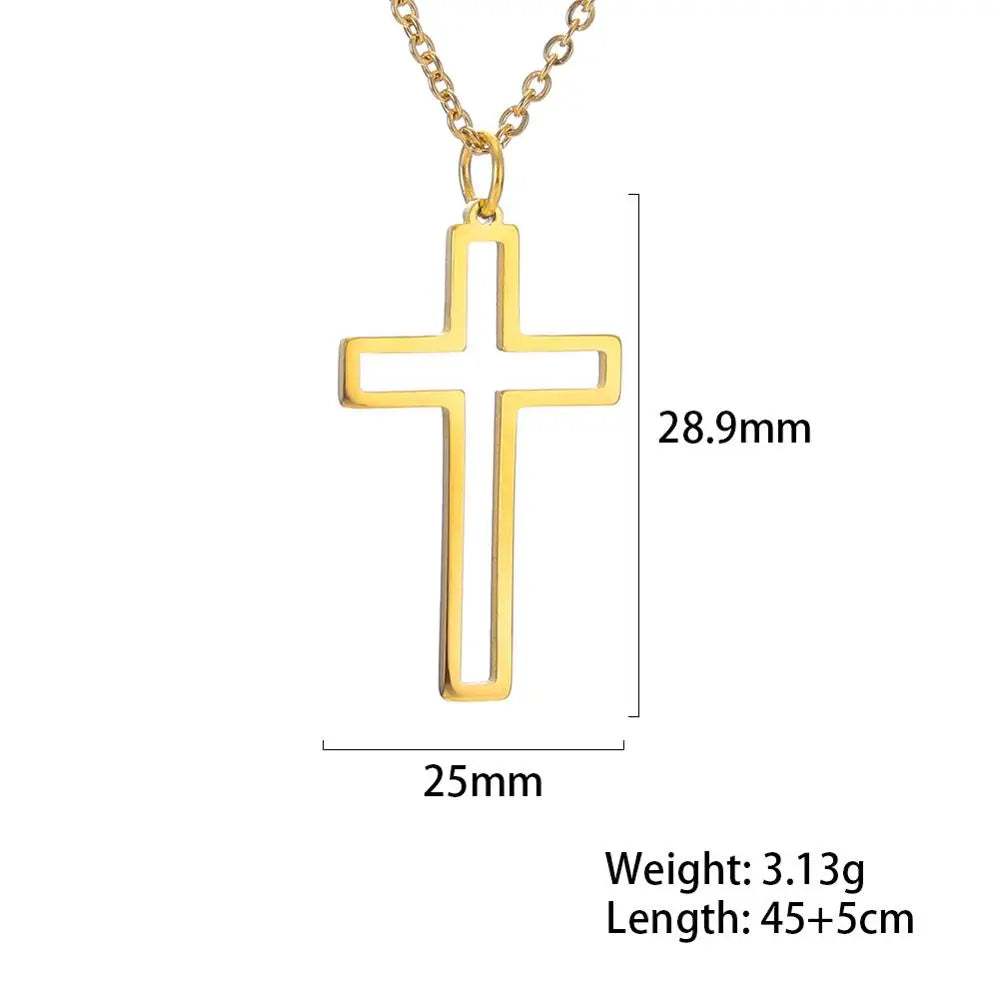 Religious Jesus Cross Pendant Necklace — Stainless Steel Chain