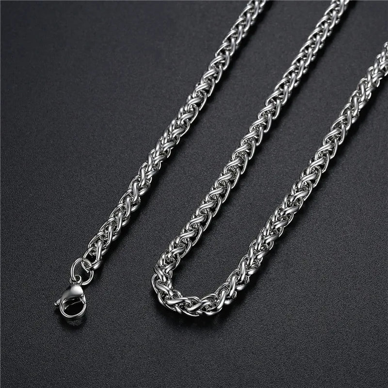 Wholesale Price Width 4MM Stainless Steel Chain Necklace For Men Fashion Hip-Hop Rock Style Gift Jewelry Titanium Steel Necklace