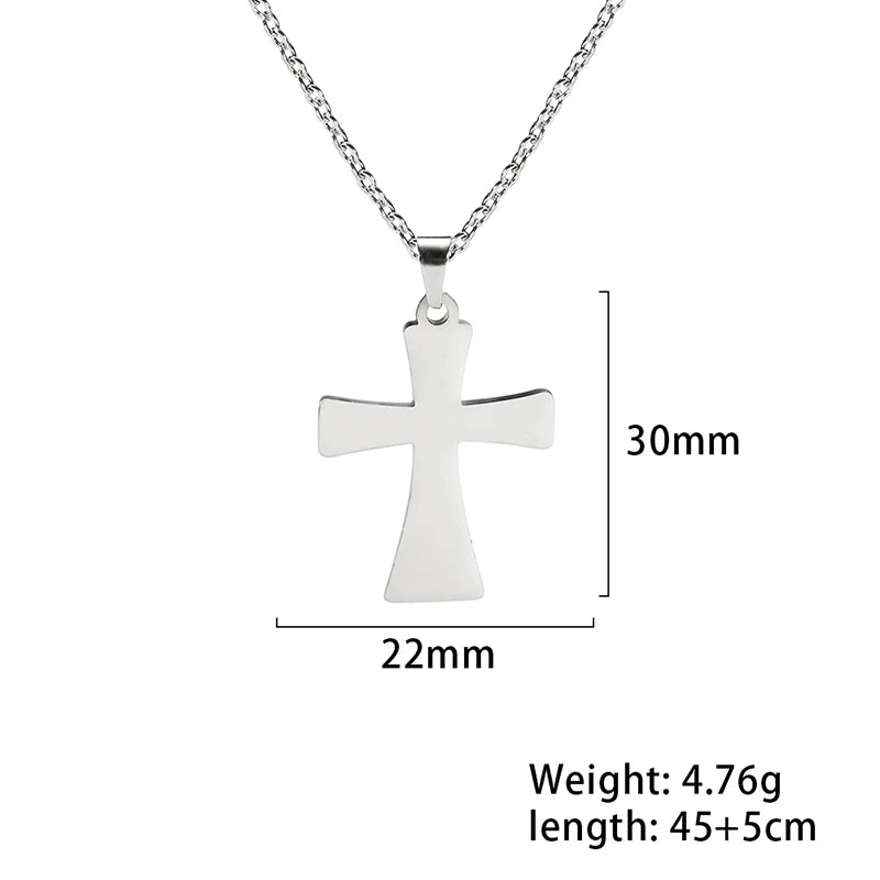Religious Jesus Cross Pendant Necklace — Stainless Steel Chain