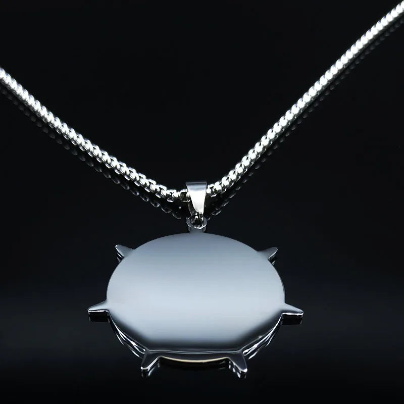 Seven-Pointed Star Heptagram Pendant Necklace — Steel