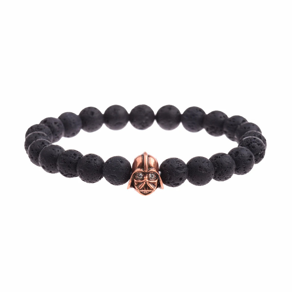 Charm Mens CZ Beaded Bracelets 8mm Bright Black Lava Stone Bracelets Homme Black Matte Bracelets For Women Dropshipping