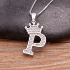 Nidin Luxury A-Z Crown Alphabet Pendant Chain Necklace Punk Style Lucky Initial Name Jewelry Fine Party Wedding