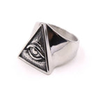 Vintage Gothic Lucifer Satan Signet Ring Fashion Punk Stainless Steel Seal Ring Men and Women Pagan Party Jewelry Gift Wholesale