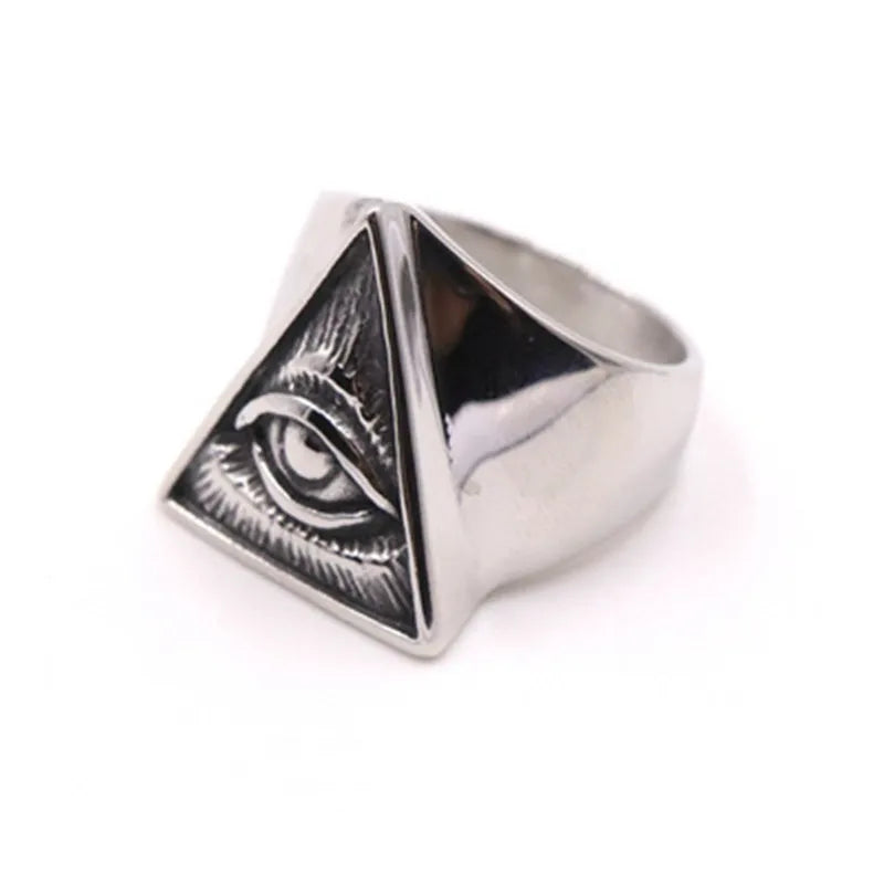 Vintage Gothic Lucifer Satan Signet Ring Fashion Punk Stainless Steel Seal Ring Men and Women Pagan Party Jewelry Gift Wholesale