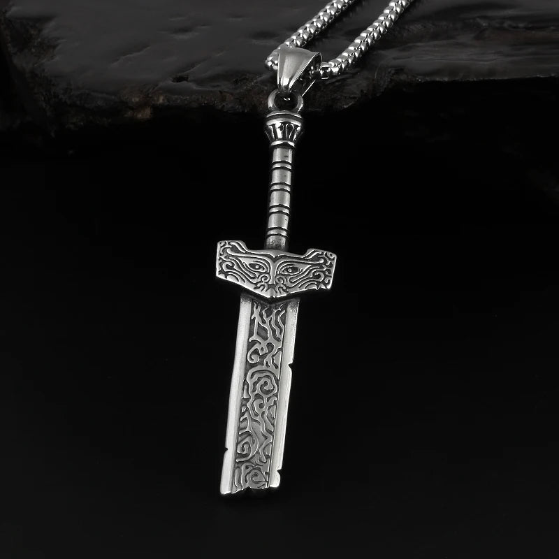 Broken Sword Pendant Necklace — Stainless Steel
