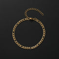 Low Price Width 4MM Stainless Steel Golden Black Chain Bracelet For Men and Women Fashion Gift Jewelry Length 16+5CM