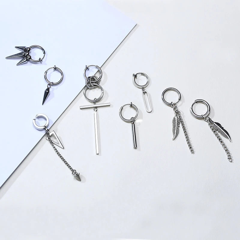 Spike Single Huggie Earrings — Stainless Steel