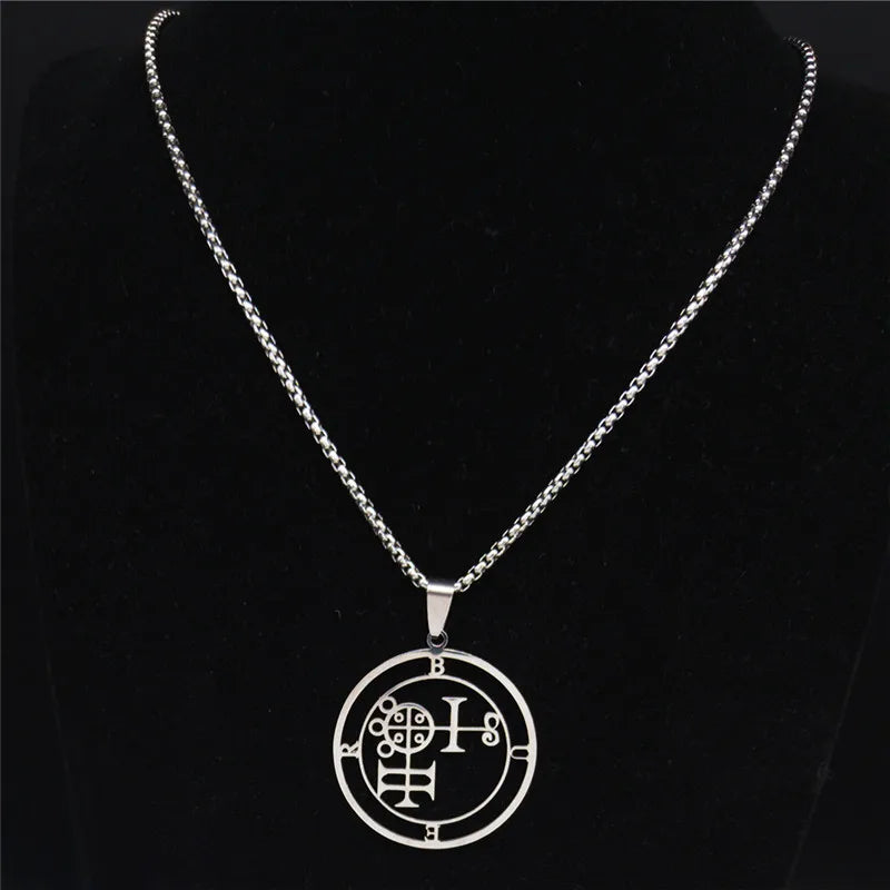 Demon Seal Silver Pendant Necklace — Stainless Steel