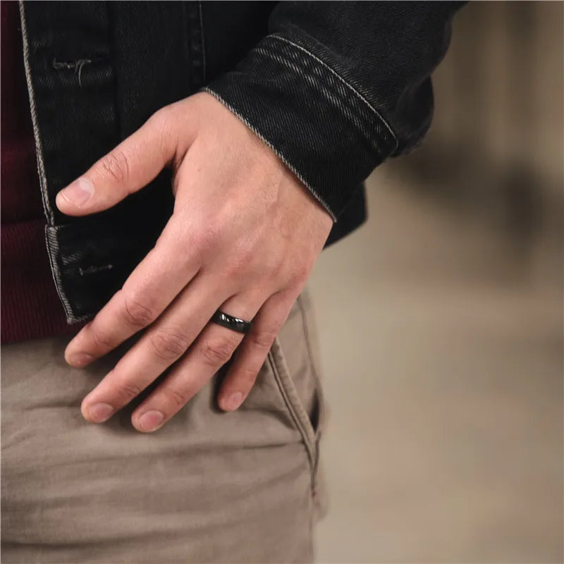 Tigrade Ceramic Brushed Black Ring For Men Women 4/6/8mm Width Tendy Male Wedding Ring Matte anillos mujer Plus Size