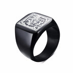 Monogram Black Signet Ring — Stainless Steel