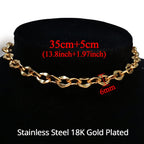 Punk Cuban Link Choker Necklace Collar Statement Chunky Stainless Steel Gold Color Thick Chain Necklace For Men Women Jewelry