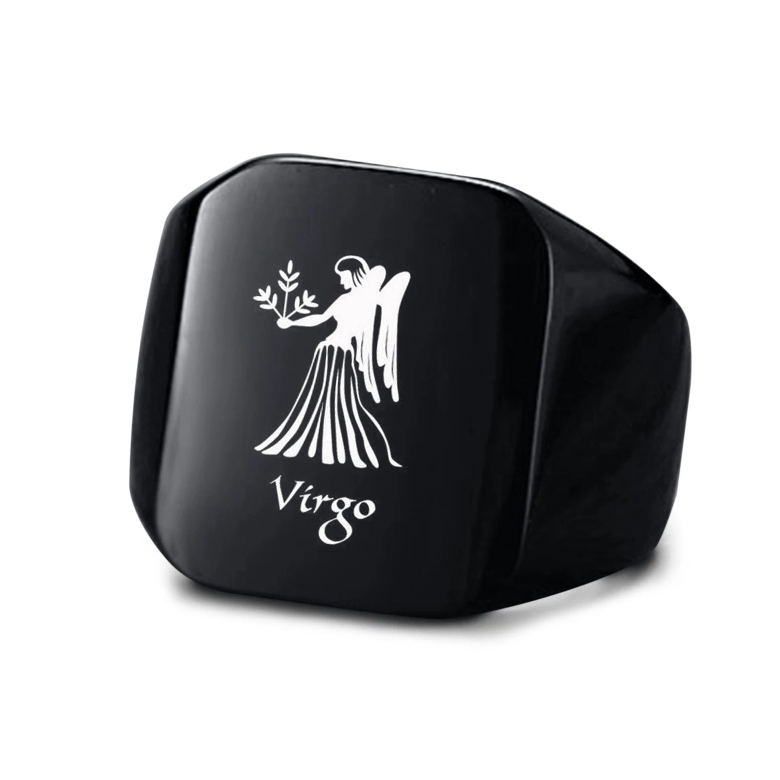 Vnox 18mm Signet Ring For Men Women, The Zodiac 12 Horoscope Constellation Sign Finger Band, Stainless Steel Aries Punk