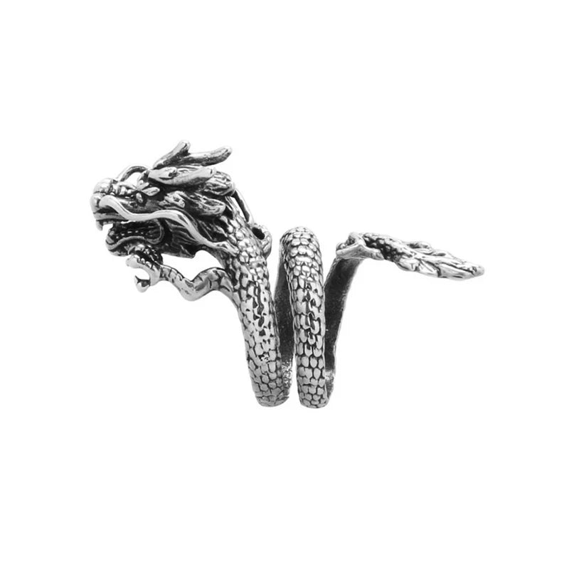 Ring for Women Girls Dragon Snake Fashion Men Jewelry Vintage Ancient Silver Color Punk Hip Hop Adjustable Locomotive