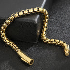 6MM Chain Men's Bracelet Man Gold Color Stainless Steel Boys Bracelets On Hand Engraveable Mannen Armband Jewellery