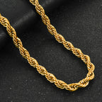 Gold Twisted Rope Chain Choker Necklace 6mm — Stainless Steel