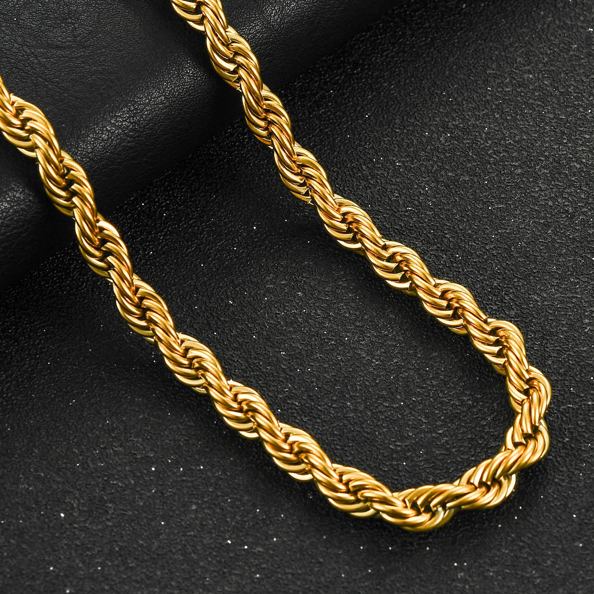 Gold Twisted Rope Chain Choker Necklace 6mm — Stainless Steel