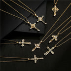 Cross Pendant Necklace — Gold-Tone