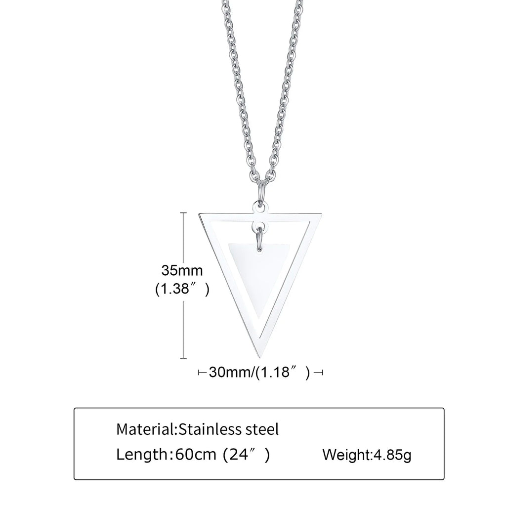 Black Triangle Pendant Necklace — Stainless