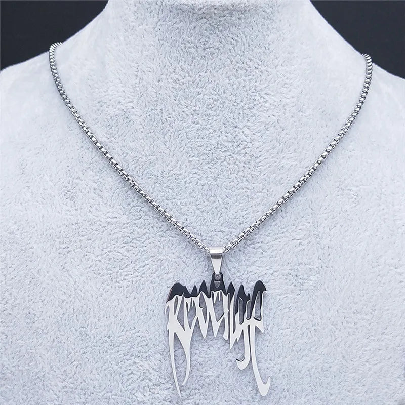 Spiked Choker Silver Pendant Necklace — Stainless Steel