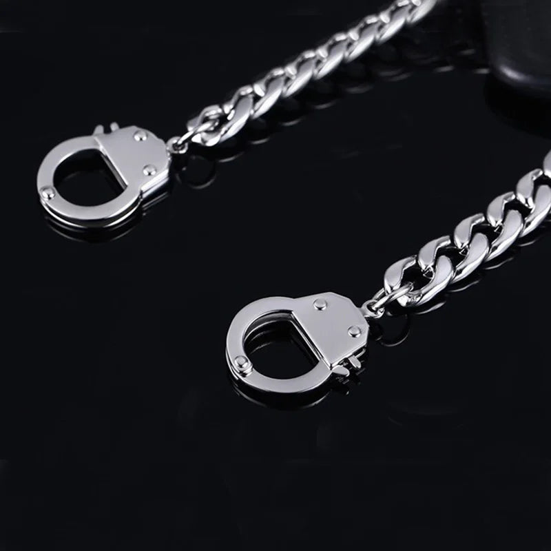 bracelet men's stainless steel handcuffs accessories chain on hand charm Steampunk cuff bracelet punk couple bracelet