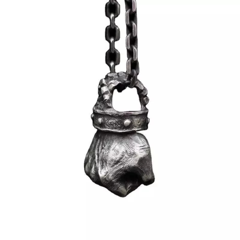 Power Fist Silver Pendant Necklace