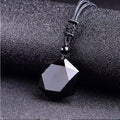 New Fashion Black Obsidian Pendant Necklace Obsidian Star Pendant Lucky Love Crystal Jewelry With Free Rope Drop