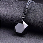 New Fashion Black Obsidian Pendant Necklace Obsidian Star Pendant Lucky Love Crystal Jewelry With Free Rope Drop