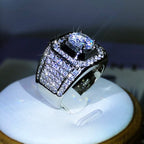 Luxury 925 Sterling Silver Men Couple AAA Crystal Zircon Stone Wedding Ring Brilliant Noble Engagement Engage Party