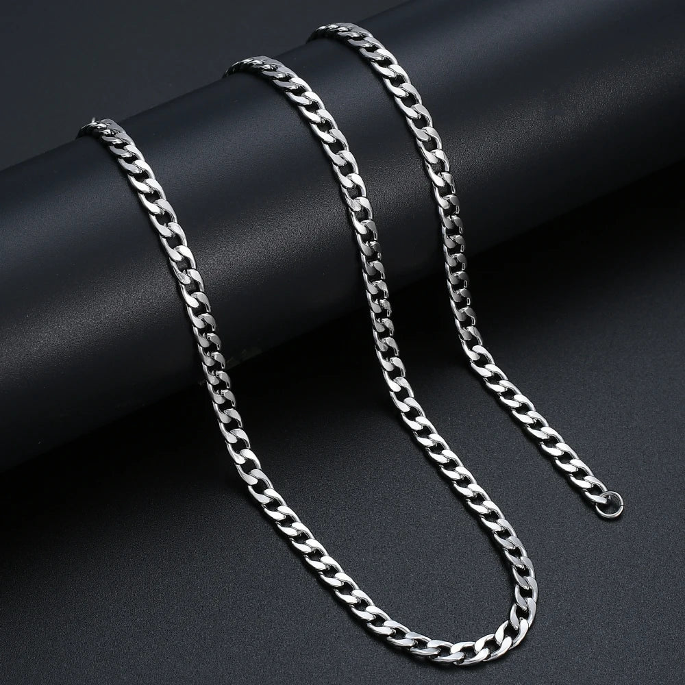 Width 6MM Stainless Steel Men's Chain Necklace Hip Hop Rock Style Jewelry Titanium Steel Cuban Link Necklace drop shipping