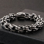Heavy Stainless Steel Cross Bracelet for Man 23CM Long 13MM Wide Bicycle Chain Men's Bracelets Accessories Vintage