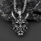 Retro Prajna Punk Gothic Evil Demon Skull Mask Pendant Necklace Cool Guy Hip Hop Rock Party Sweater Chain Jewelry Wholesale