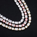 6mm Hip Hop 1 Row Round and Square Cubic Zirconia Stone Iced Out Bling Tennis Chain Necklace For Men Women Rapper Jewelry Gifts