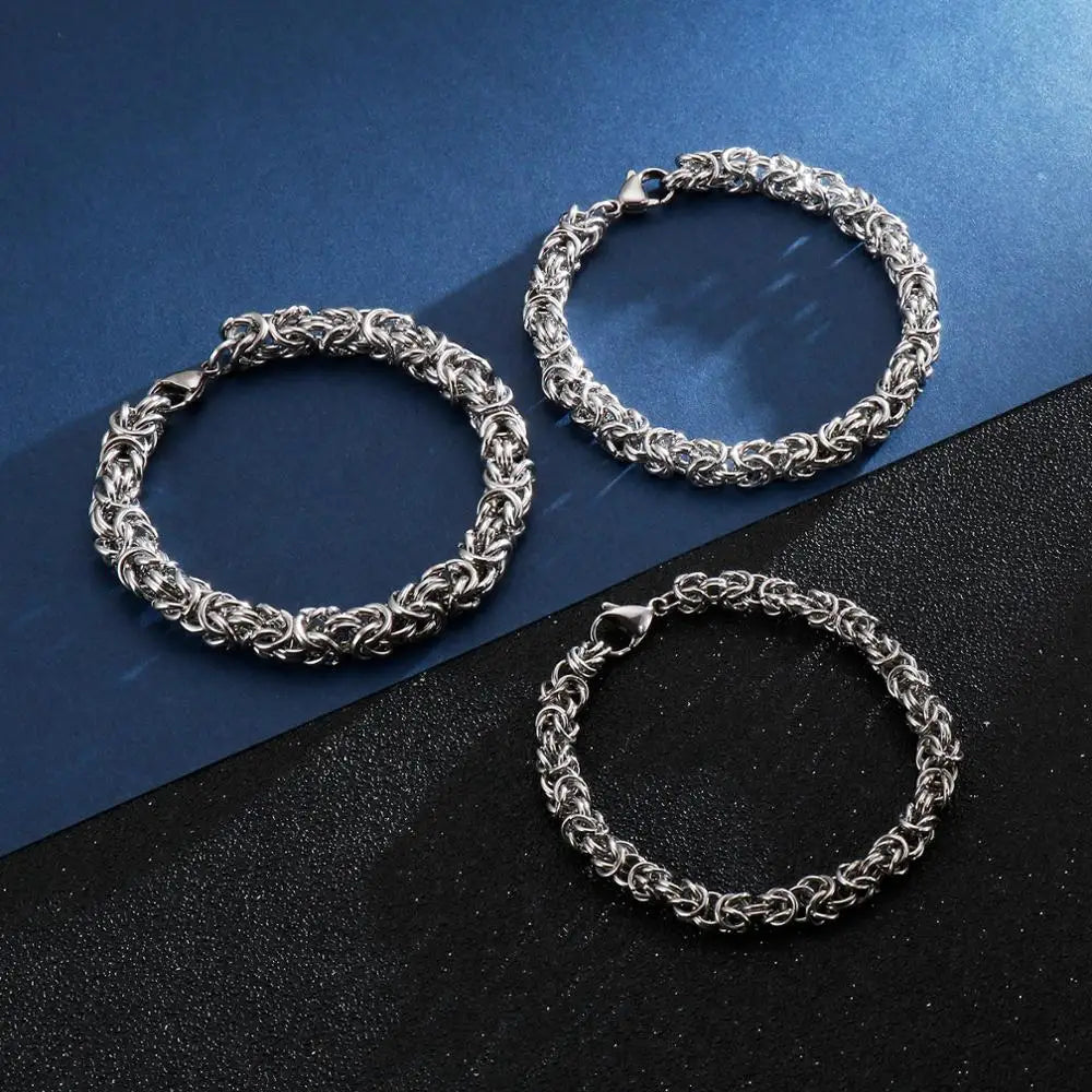 Fongten Stainless Steel Chain Bracelet for Men Handmade Mesh Charm Armband Bracelets Bangle Male Jewelry Christmas Gifts