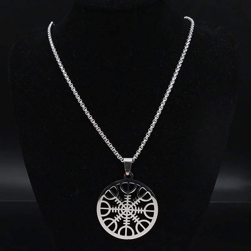 Viking Compass Pendant Necklace — Stainless Steel