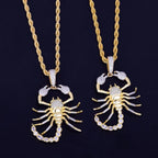 Iced Out Scorpion Rope Chain Pendant — Gold
