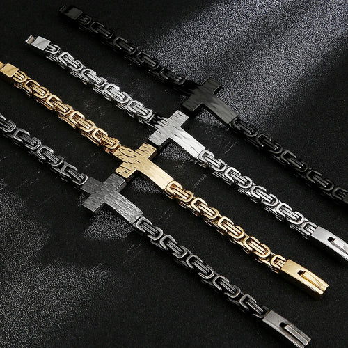 Cross Bracelet 7mm — Stainless Steel