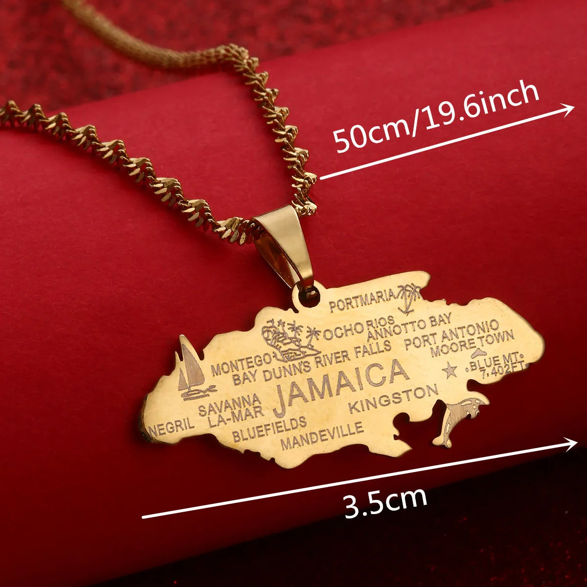 Jamaica Map Pendant Necklace — Gold