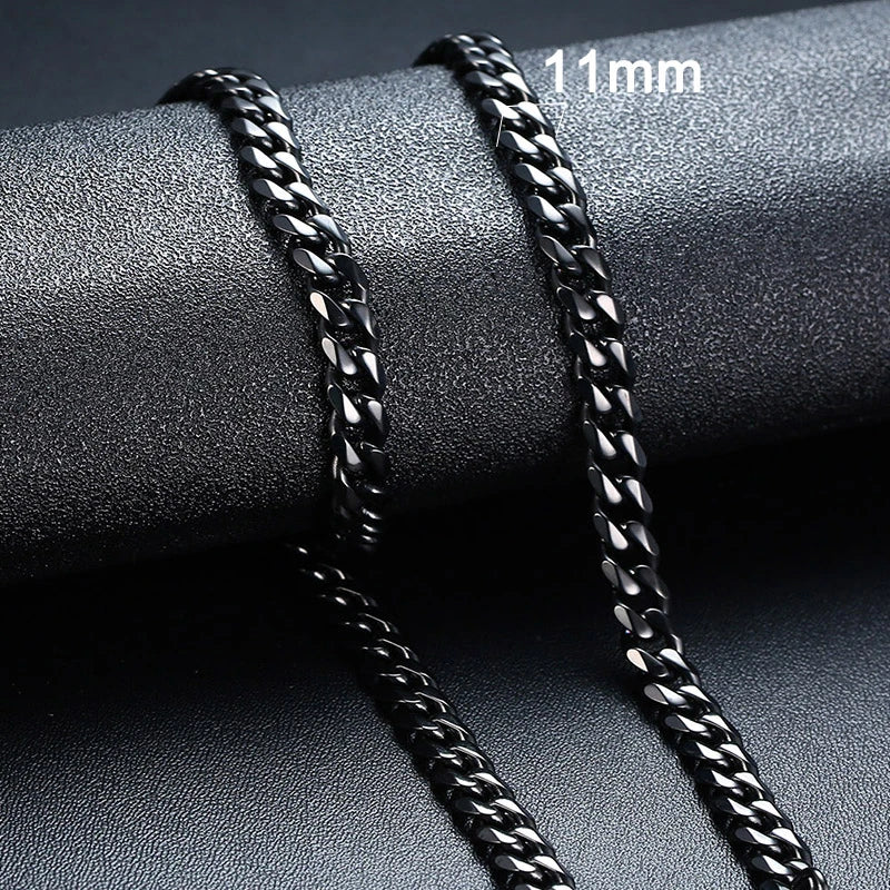 Vnox 18-70cm Curb Chain Necklaces 3-11mm Men's Miami Cuban Link Classic Punk Heavy Metal Stainless Steel Long Women