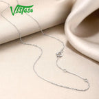 VISTOSO Gold Necklace For Women Genuine 14K 585 Rose/Yellow/White Gold Necklace Chain 42cm Fine Jewelry