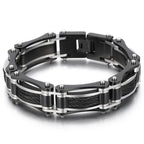 16MM Width Twist Chain Bracelet Man Heavy Black Stainless Steel Men's Bracelets On Hand Mannen Armband Male Jewelry
