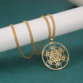 LIKGREAT Angel Seal Archangel Metatron Cube Necklace for Men Women Geometry Stainless Steel Pendants Amulet Spiritual