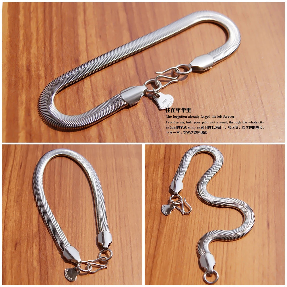 Vintage Snake Chain Bracelet & Necklace 6mm — Silver-Tone