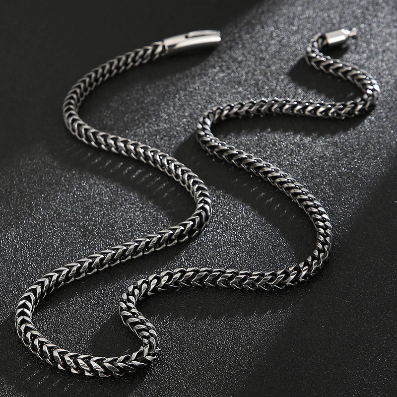 Matte Stainless Steel Men's On Hand Link Chain Bracelet 4/6MM Thick Handles for Men 68CM Long Male Necklace Choker