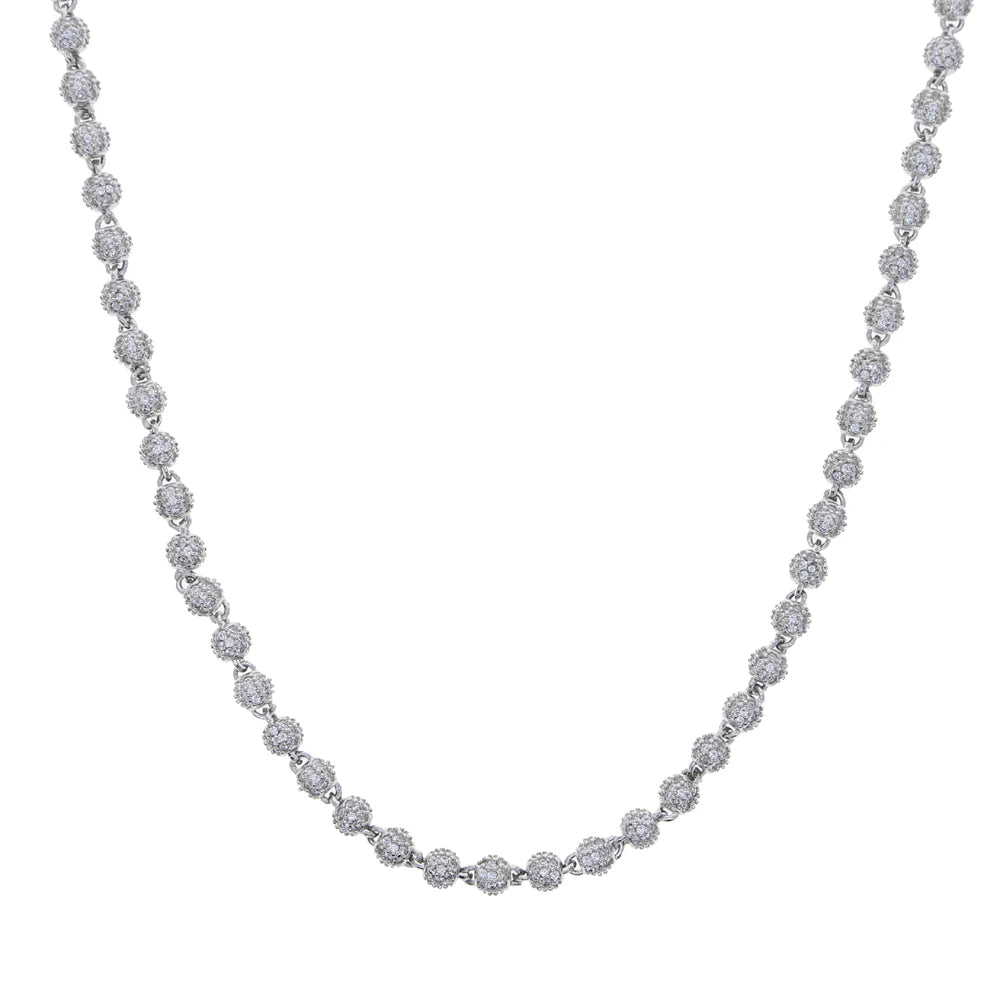 Iced Out Tennis Ball Charm Choker Necklace — Copper Alloy